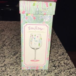 Lilly Pulitzer hand painted wine glass